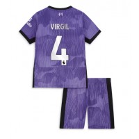 Otroški Nogometni dresi Liverpool Virgil van Dijk #4 Tretji 2023-24 Kratek Rokav (+ Kratke hlače)